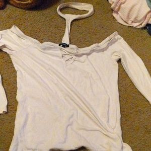 Cropped long sleeve shirt with headband/chocker